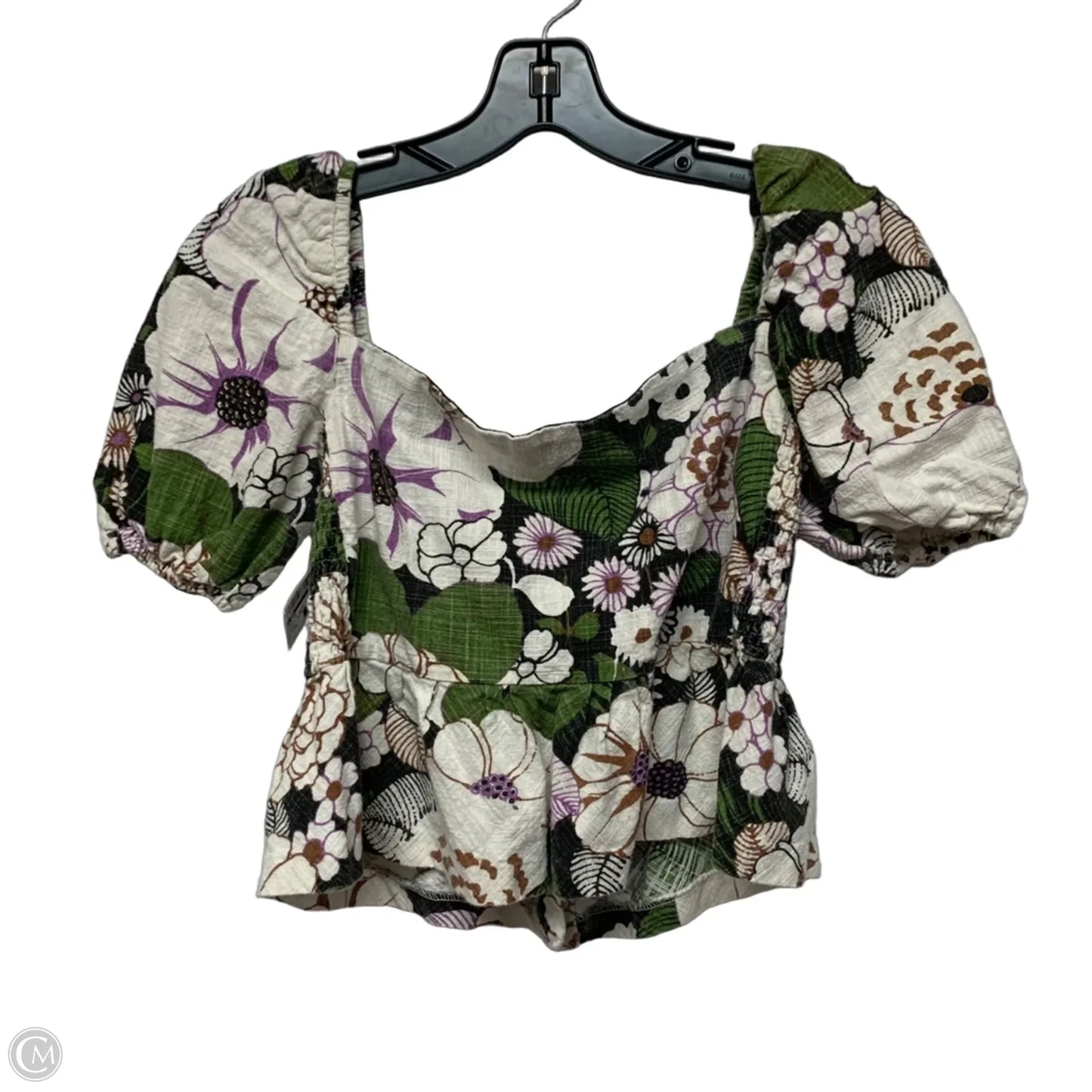 Top Short Sleeve By Maje In Cream & Green, Size: Xs