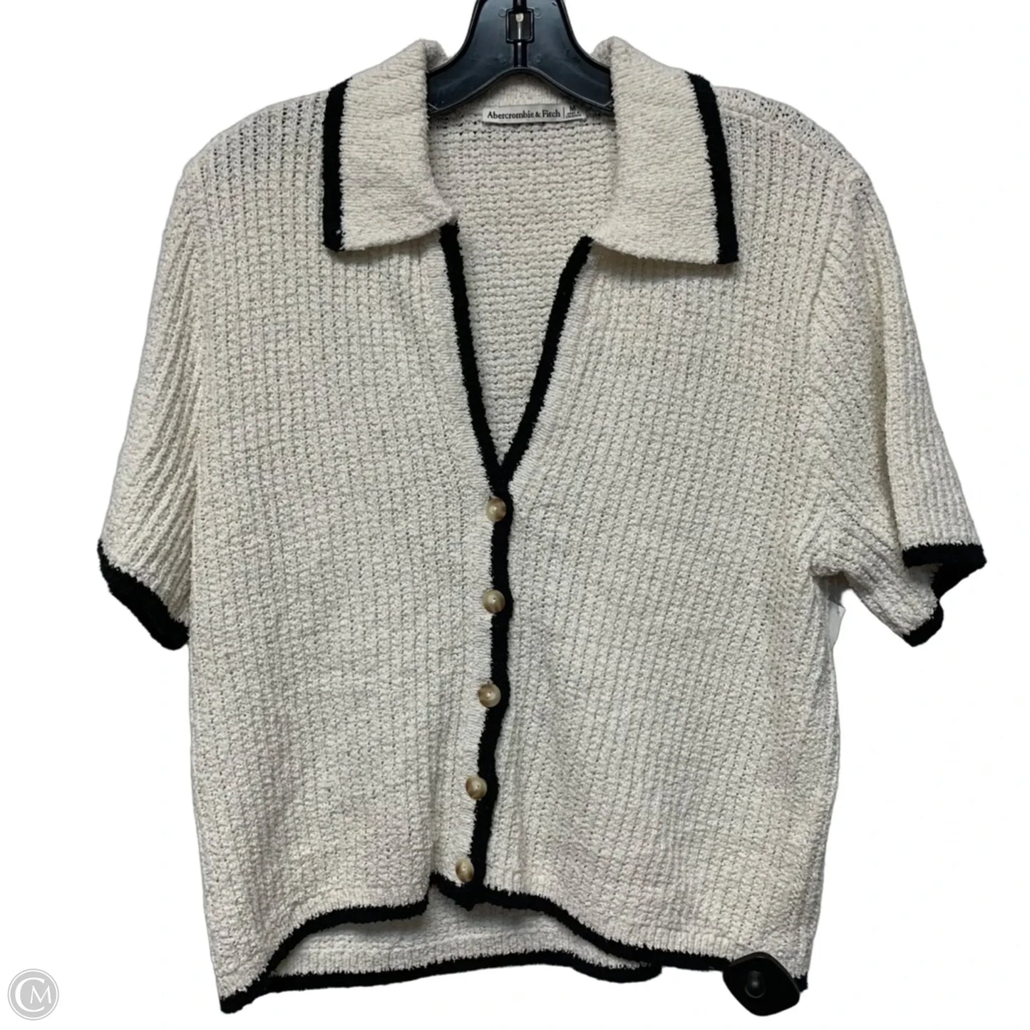 Top Short Sleeve By Abercrombie And Fitch In Black & White, Size: M