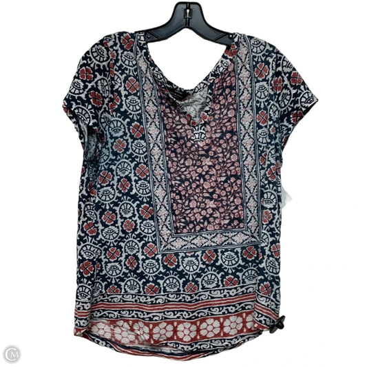 Top Short Sleeve By Lucky Brand In Blue & Orange, Size: L