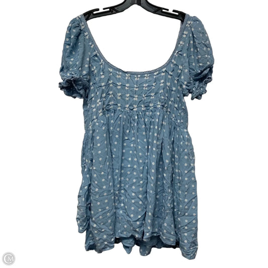 Tunic Short Sleeve By Free People In Blue & White, Size: M