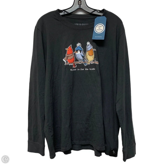 Top Long Sleeve By Life Is Good In Grey, Size: 1x