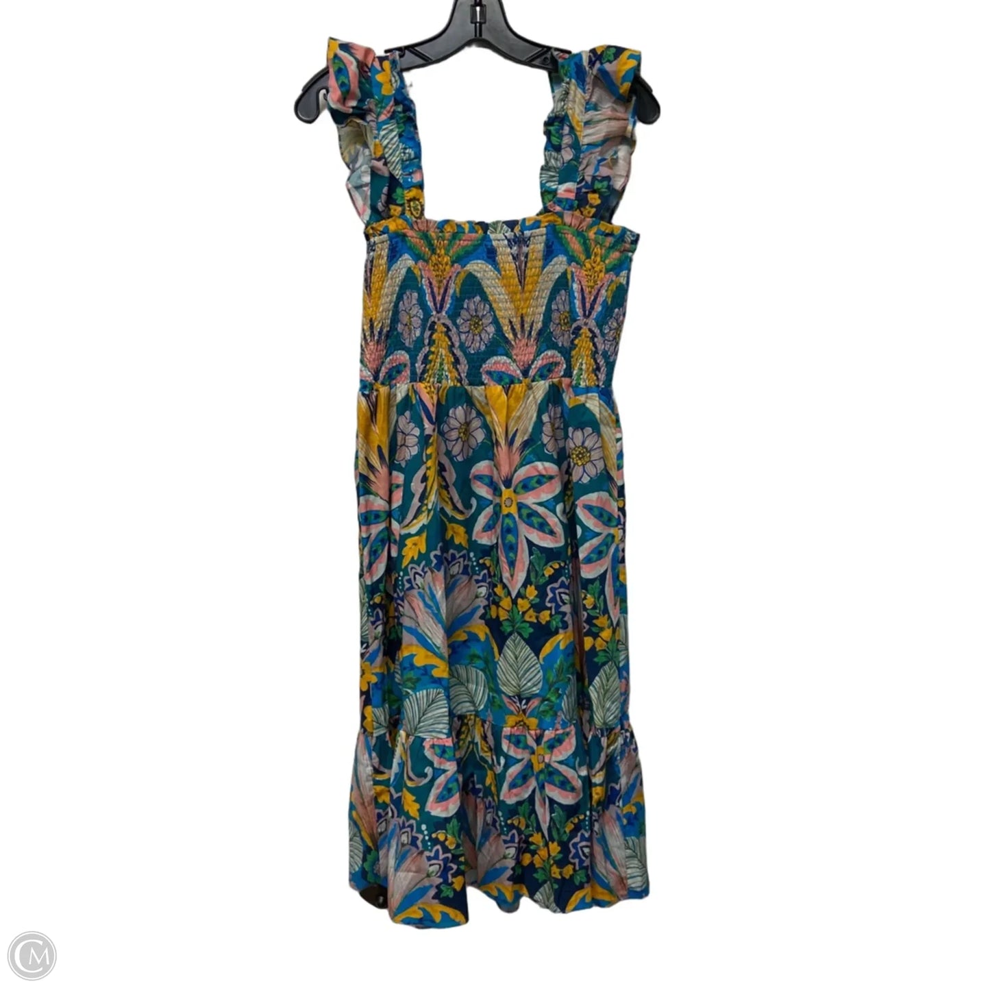 Dress Casual Midi By Nanette Lepore In Blue & Yellow, Size: L