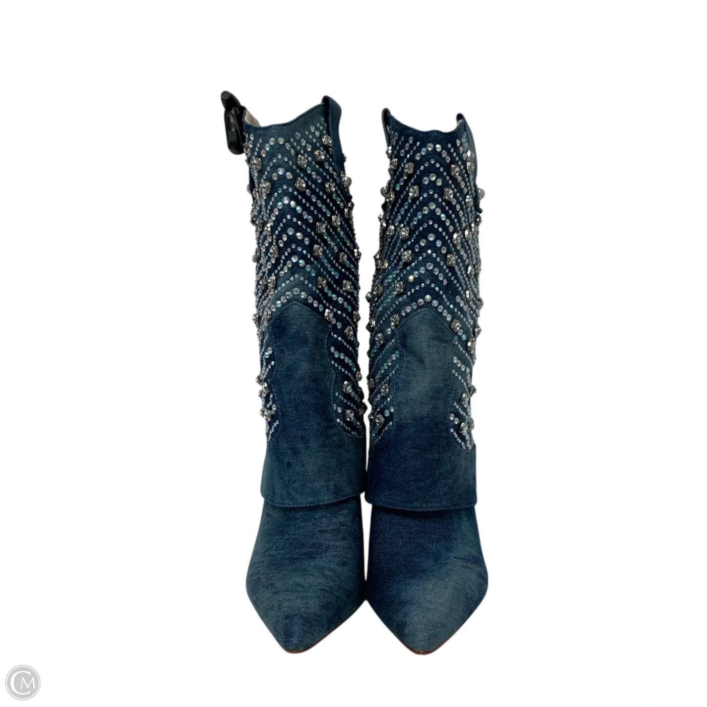 Boots Mid-calf Heels By Azalea Wang In Blue Denim, Size: 6