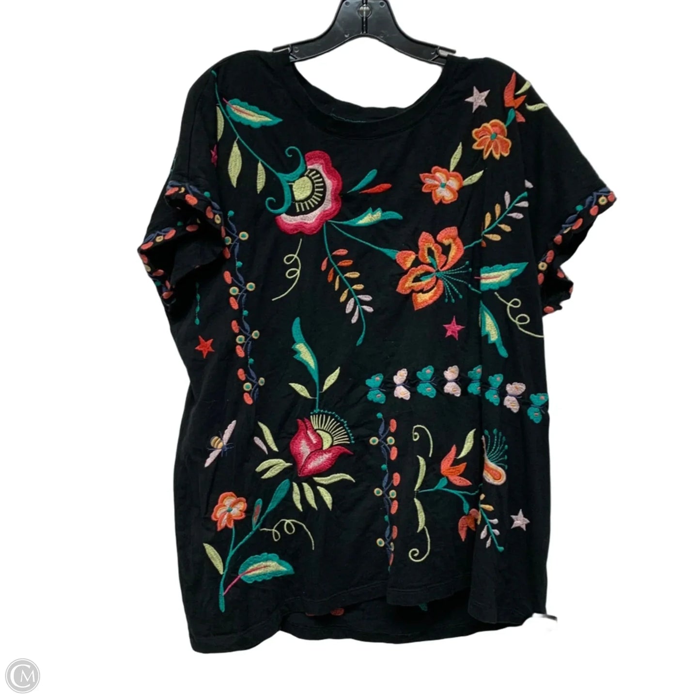Top Short Sleeve Designer By Johnny Was In Floral Print, Size: 1x