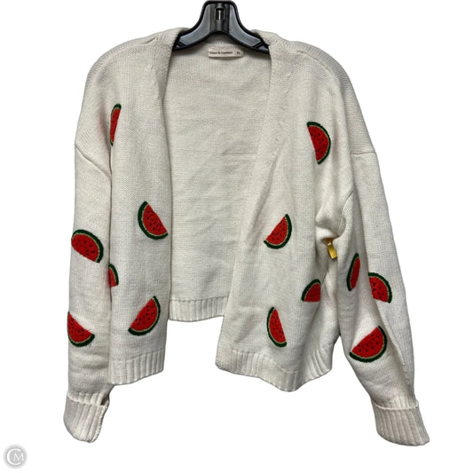 Sweater Cardigan By Moon And Madison In Cream & Red, Size: Xl