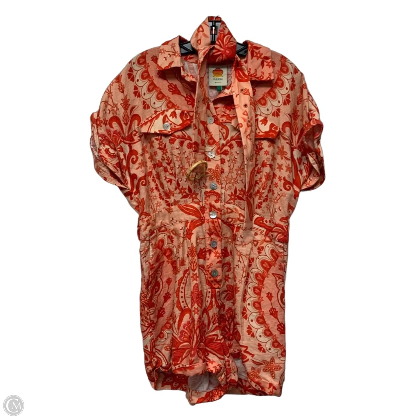 Romper Designer By Farm Rio In Orange & Red, Size: L