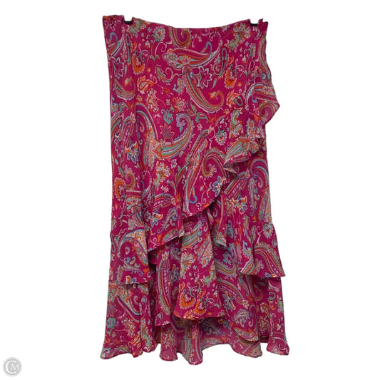 Skirt Midi By Chaps In Orange & Pink, Size: M