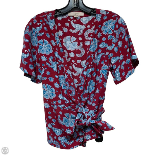 Top Short Sleeve By Loft In Blue & Red, Size: Xs