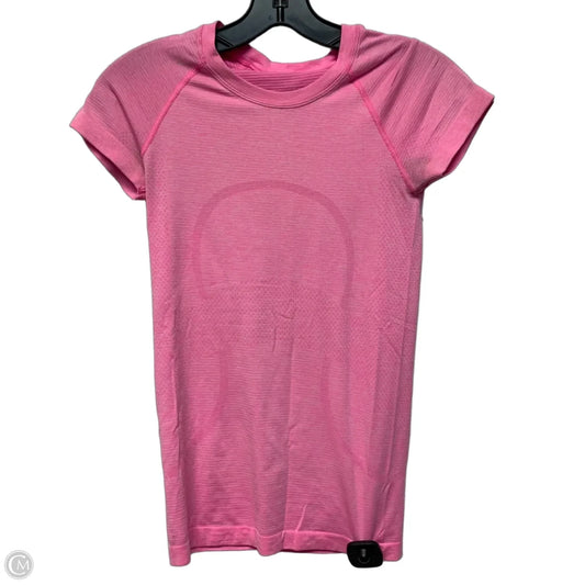 Athletic Top Short Sleeve By Lululemon In Pink, Size: Xs