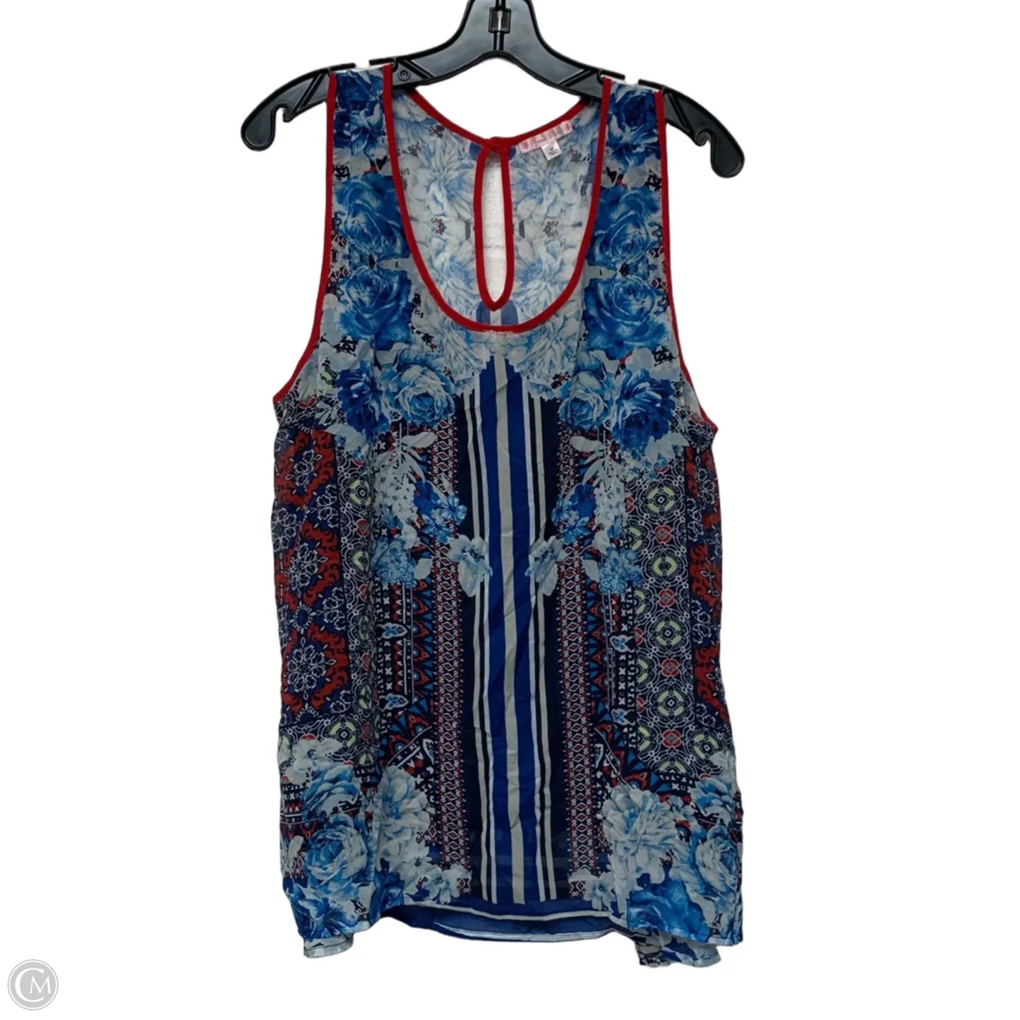 Top Sleeveless By Free 2 Luv In Blue & Red, Size: 2x