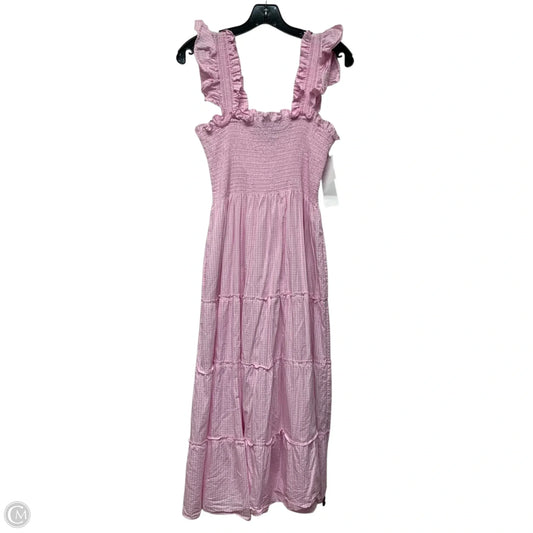 Dress Casual Midi By Hill House In Pink & White, Size: M