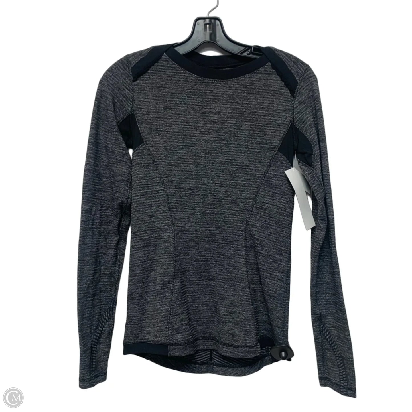 Athletic Top Long Sleeve Crewneck By Lululemon In Black & Grey, Size: S