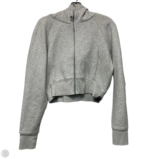 Athletic Sweatshirt Hoodie By Lululemon In Grey, Size: L