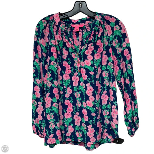 Top Long Sleeve Designer By Lilly Pulitzer In Blue & Pink, Size: Xs