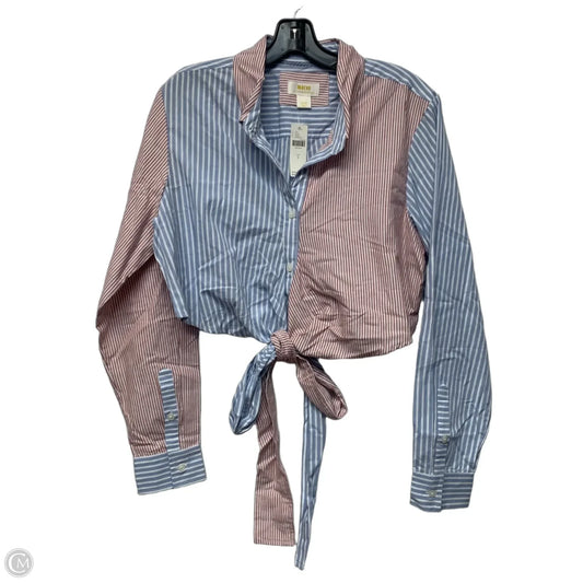 Top Long Sleeve By Maeve In Blue & Red & White, Size: L