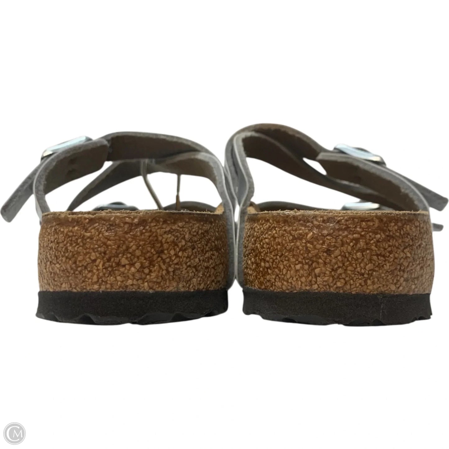 Sandals Flats By Birkenstock In Silver, Size: 8.5