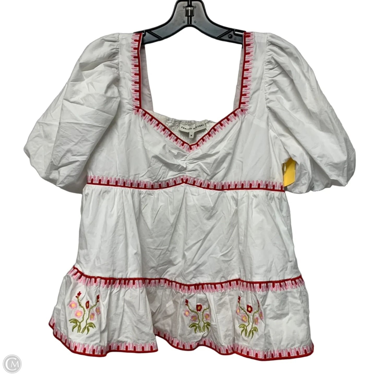 Top Short Sleeve By English Factory In Red & White, Size: M