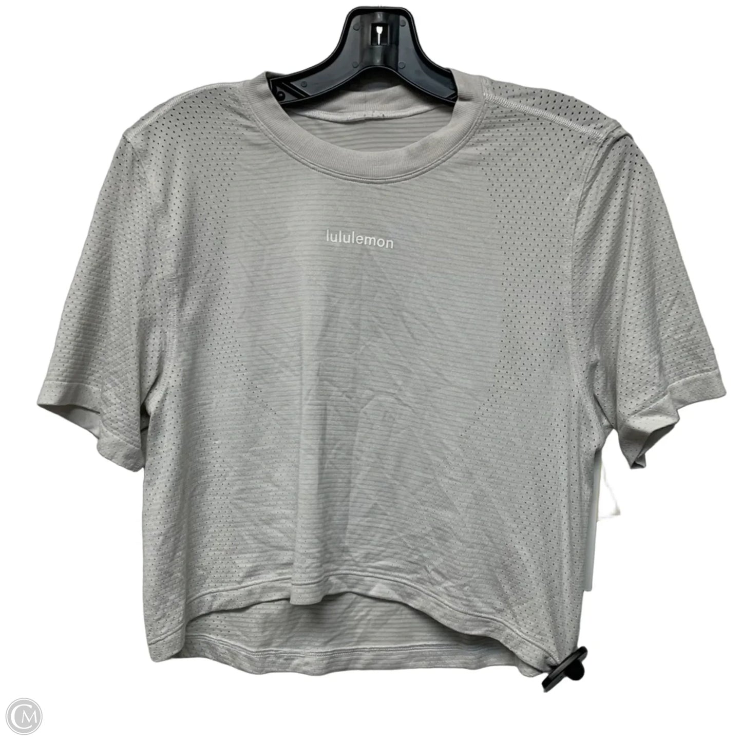 Athletic Top Short Sleeve By Lululemon In Grey, Size: M