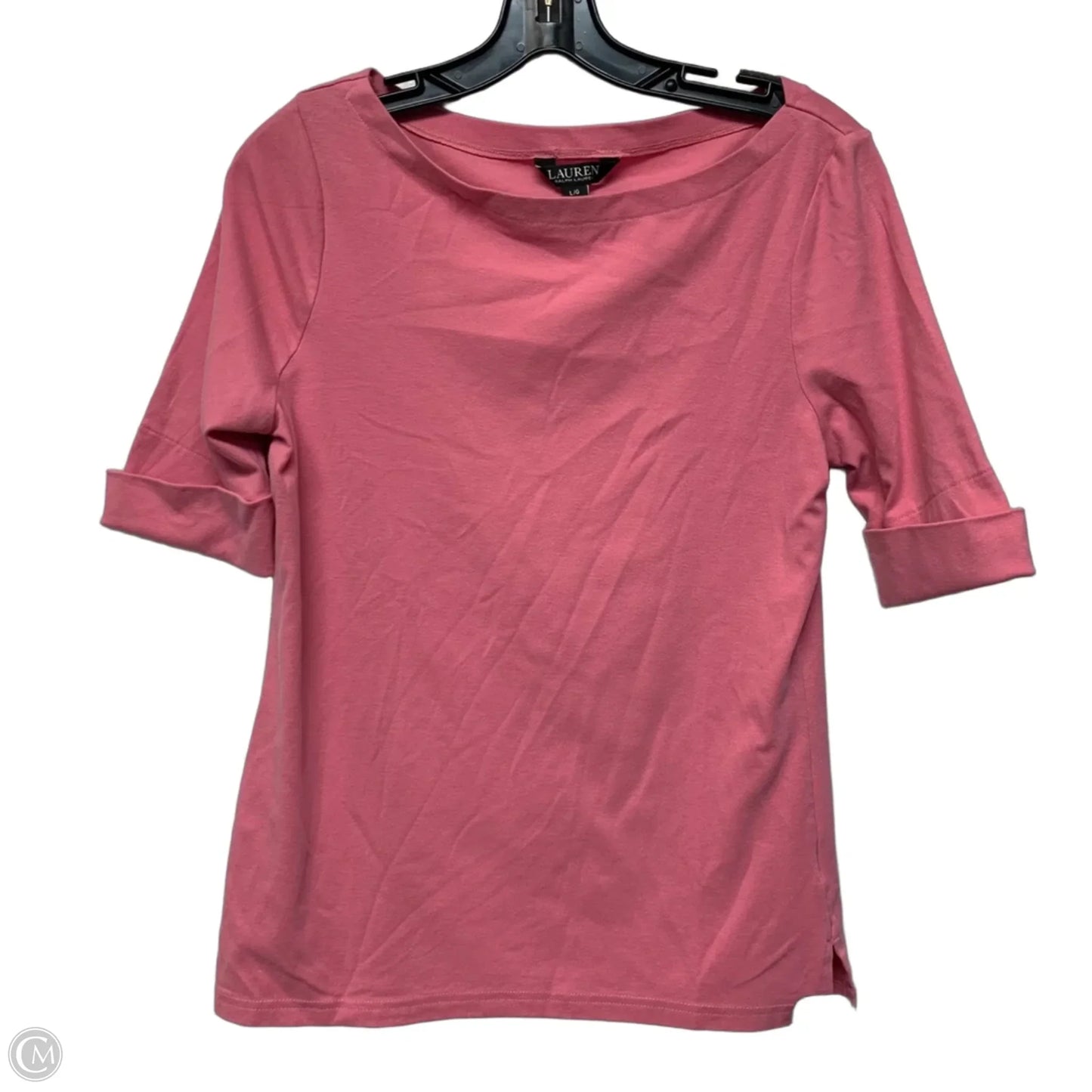 Top Short Sleeve By Lauren By Ralph Lauren In Pink, Size: L