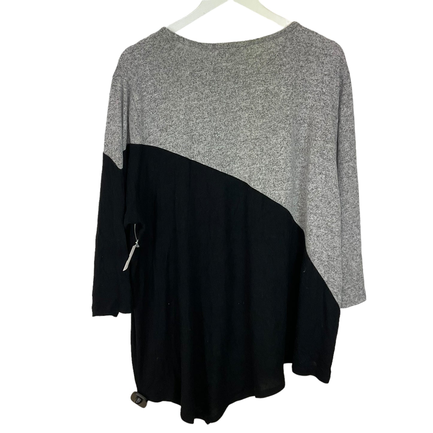 Top Long Sleeve By Philosophy In Black & Grey, Size: 3x