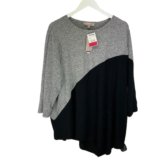 Top Long Sleeve By Philosophy In Black & Grey, Size: 3x