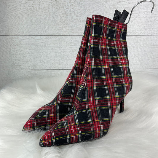 Boots Ankle Heels By Zara Basic In Plaid Pattern, Size: 7.5