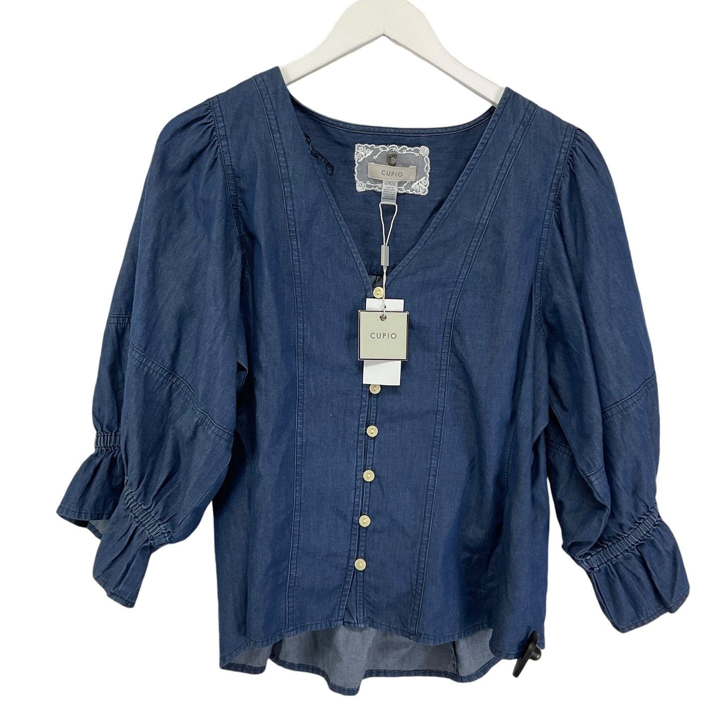 Top Long Sleeve By Cupio In Blue Denim, Size: Xl