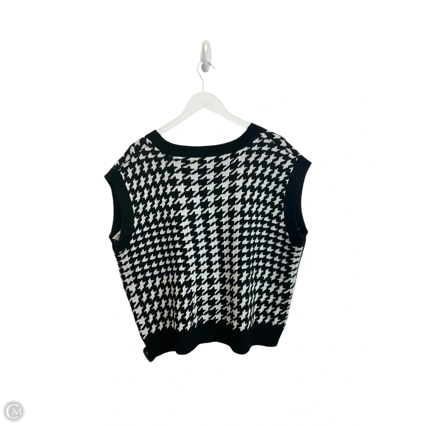 Vest Sweater By Cato In Black & White, Size: Xl