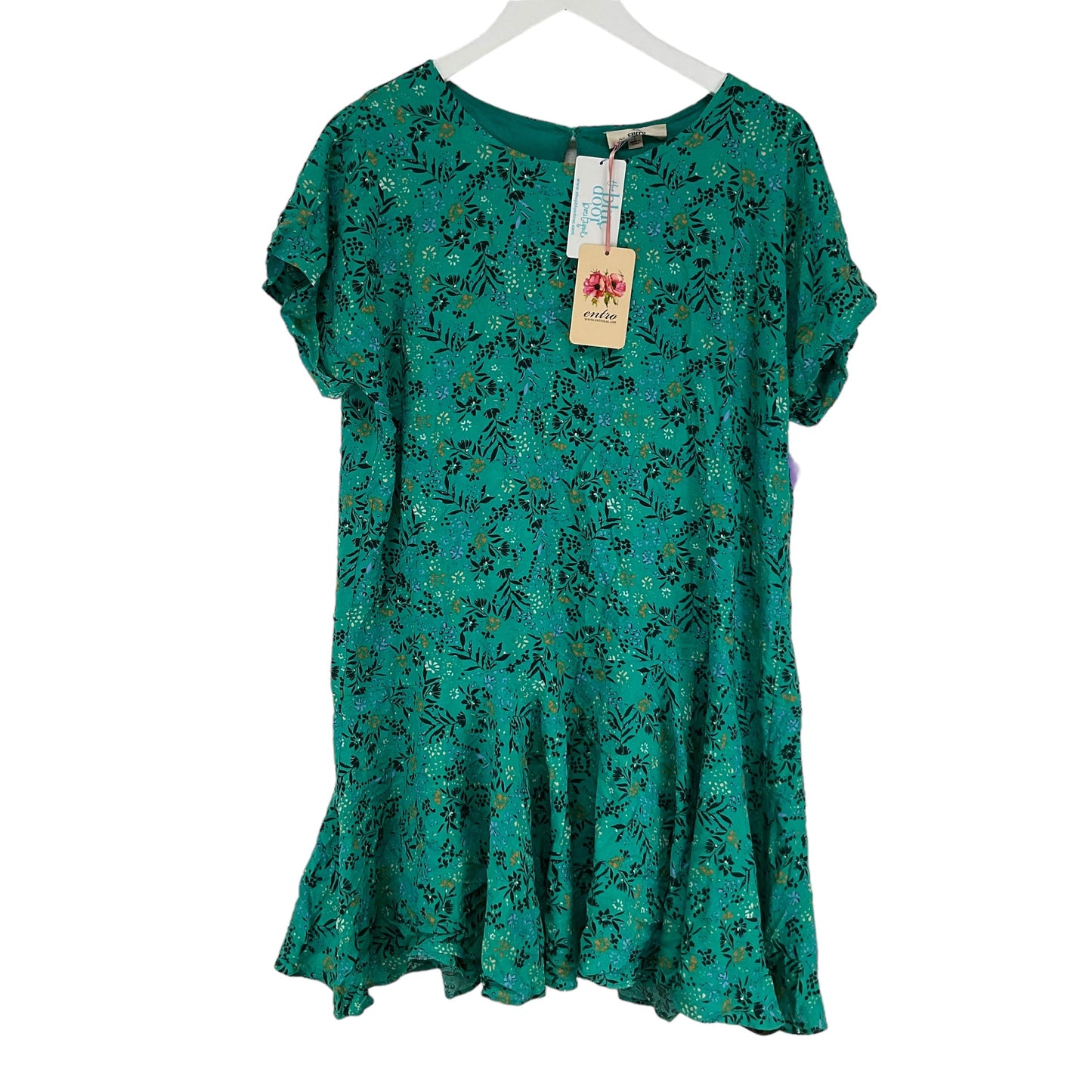 Green Dress Casual Midi Entro, Size L