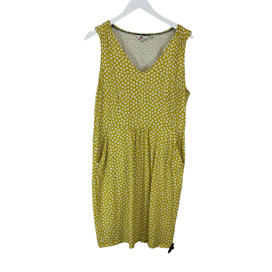 Yellow Dress Casual Midi Boden, Size 14