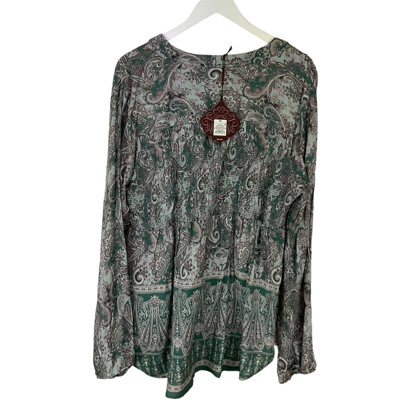 Green Top Long Sleeve Knox Rose, Size Xl