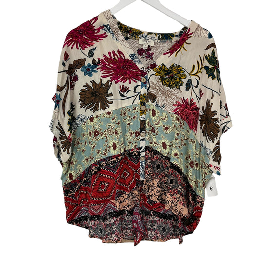 Floral Print Top Short Sleeve Umgee, Size M