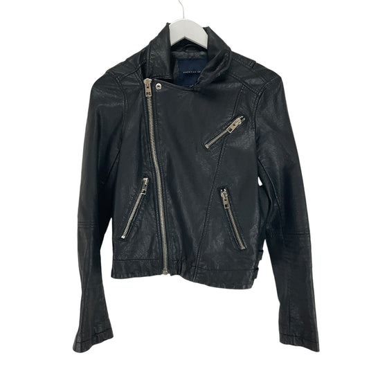 Jacket Leather By American Eagle In Black, Size: S