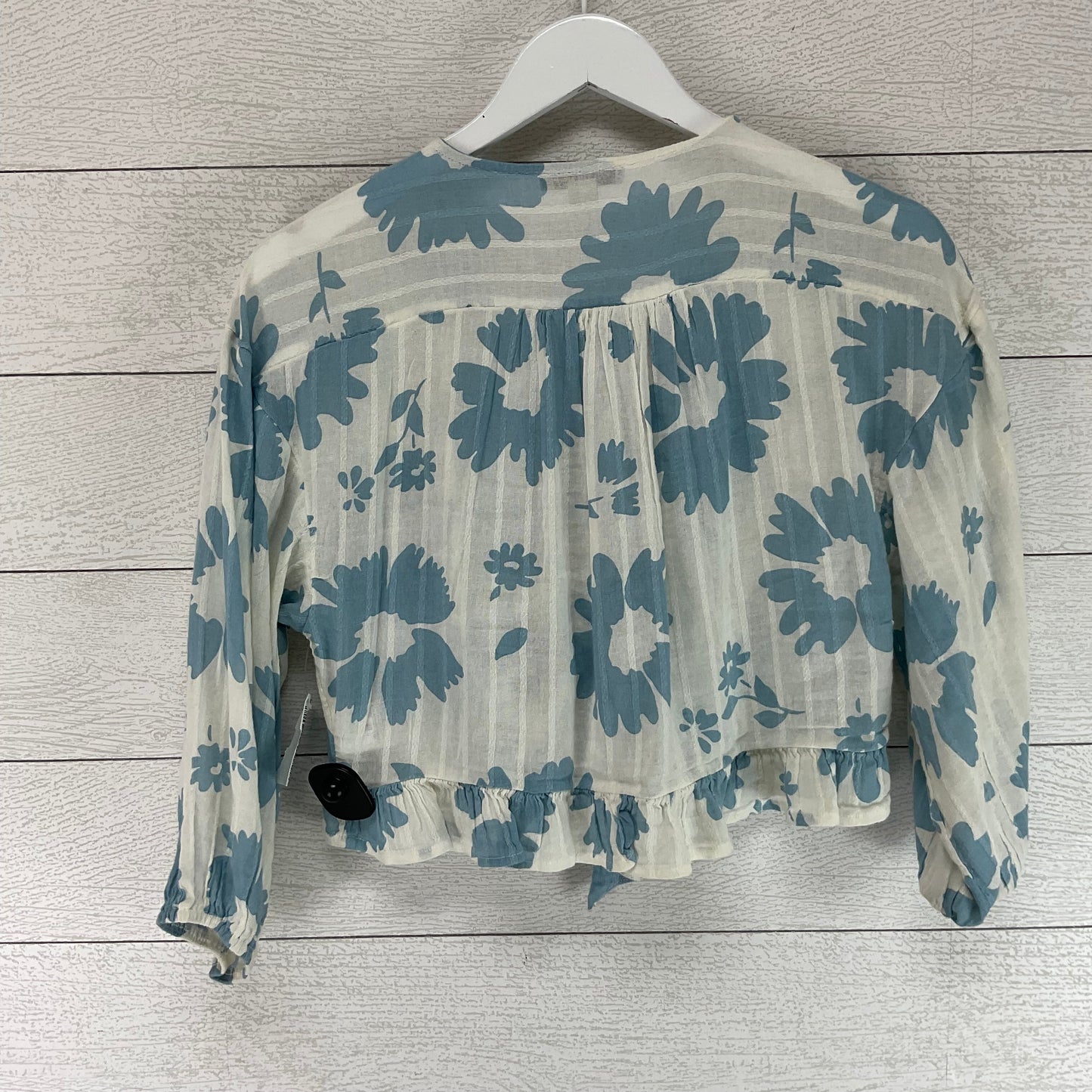 Top Long Sleeve By American Eagle In Blue & White, Size: S