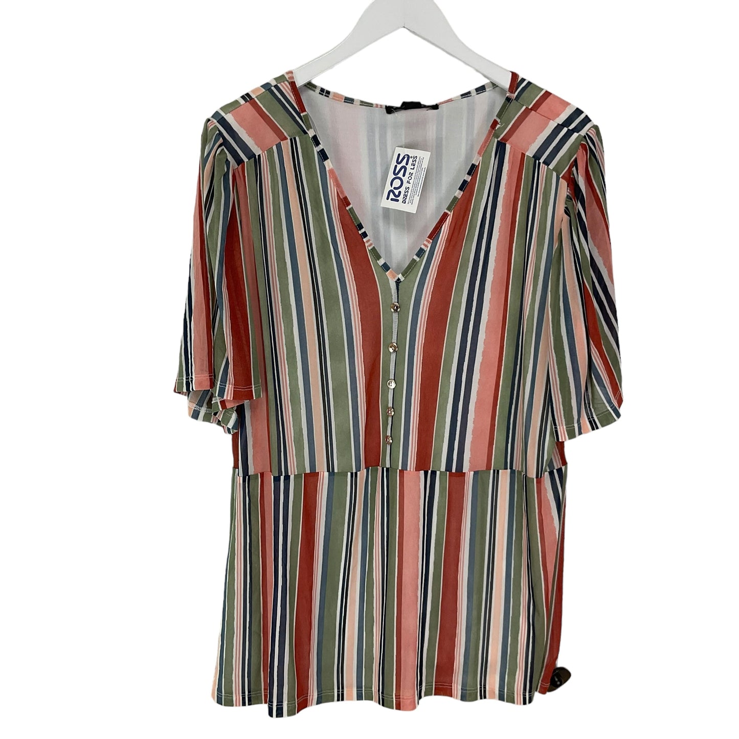 Multi-colored Top Short Sleeve Clothes Mentor, Size 1x