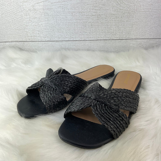 Black Sandals Flats Bamboo, Size 7.5