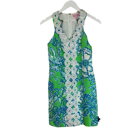 Blue & Green Dress Designer Lilly Pulitzer, Size 0