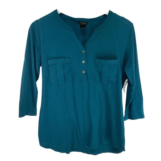 Top Long Sleeve By Ann Taylor In Teal, Size: M