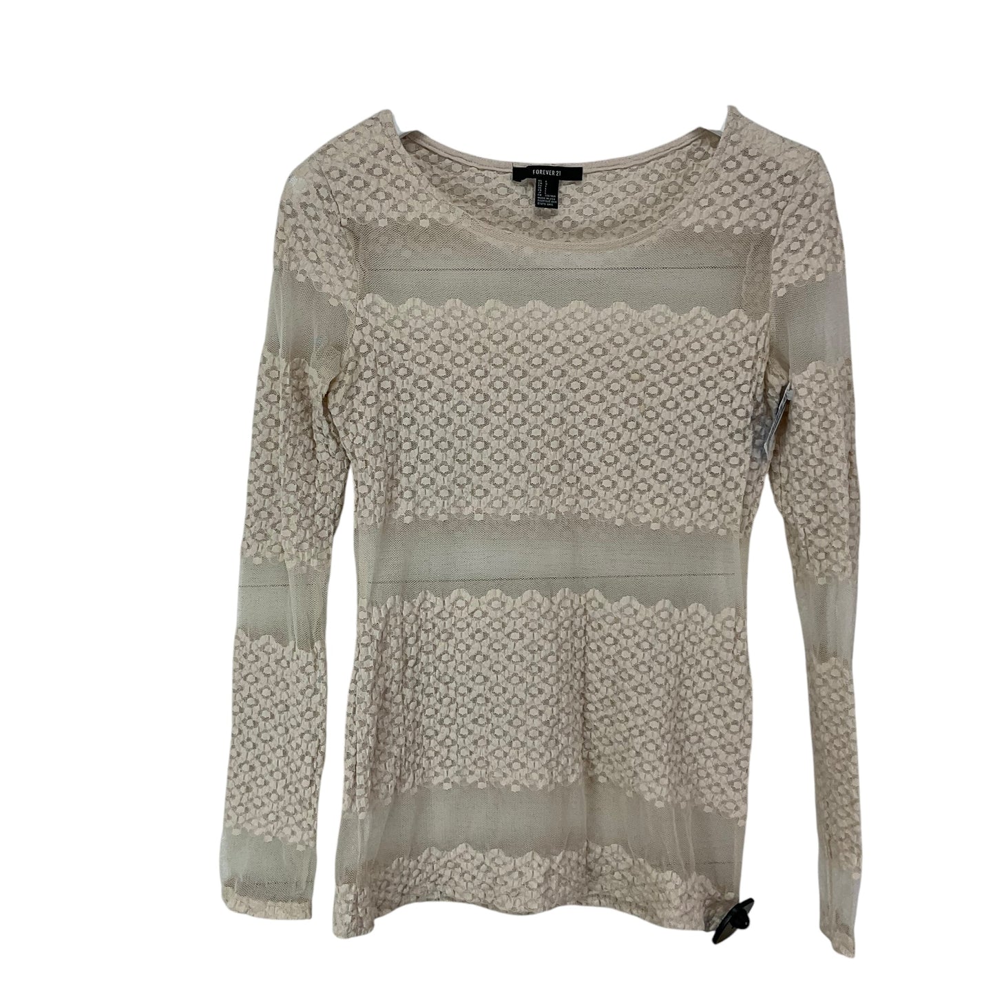 Top Long Sleeve By Forever 21 In Cream, Size: L