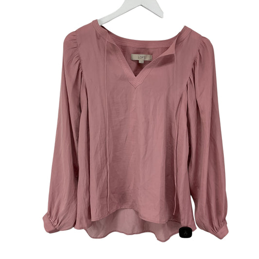 Top Long Sleeve Basic By Loft In Pink, Size: S