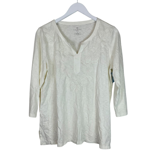 Top 3/4 Sleeve Basic By Talbots In Cream, Size: L