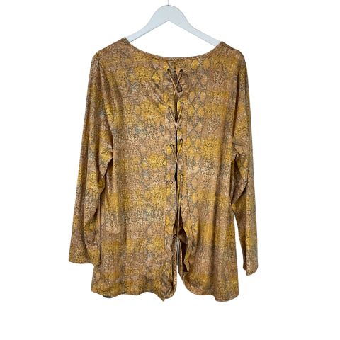 Top Long Sleeve By Tru Self In Snakeskin Print, Size: 2x