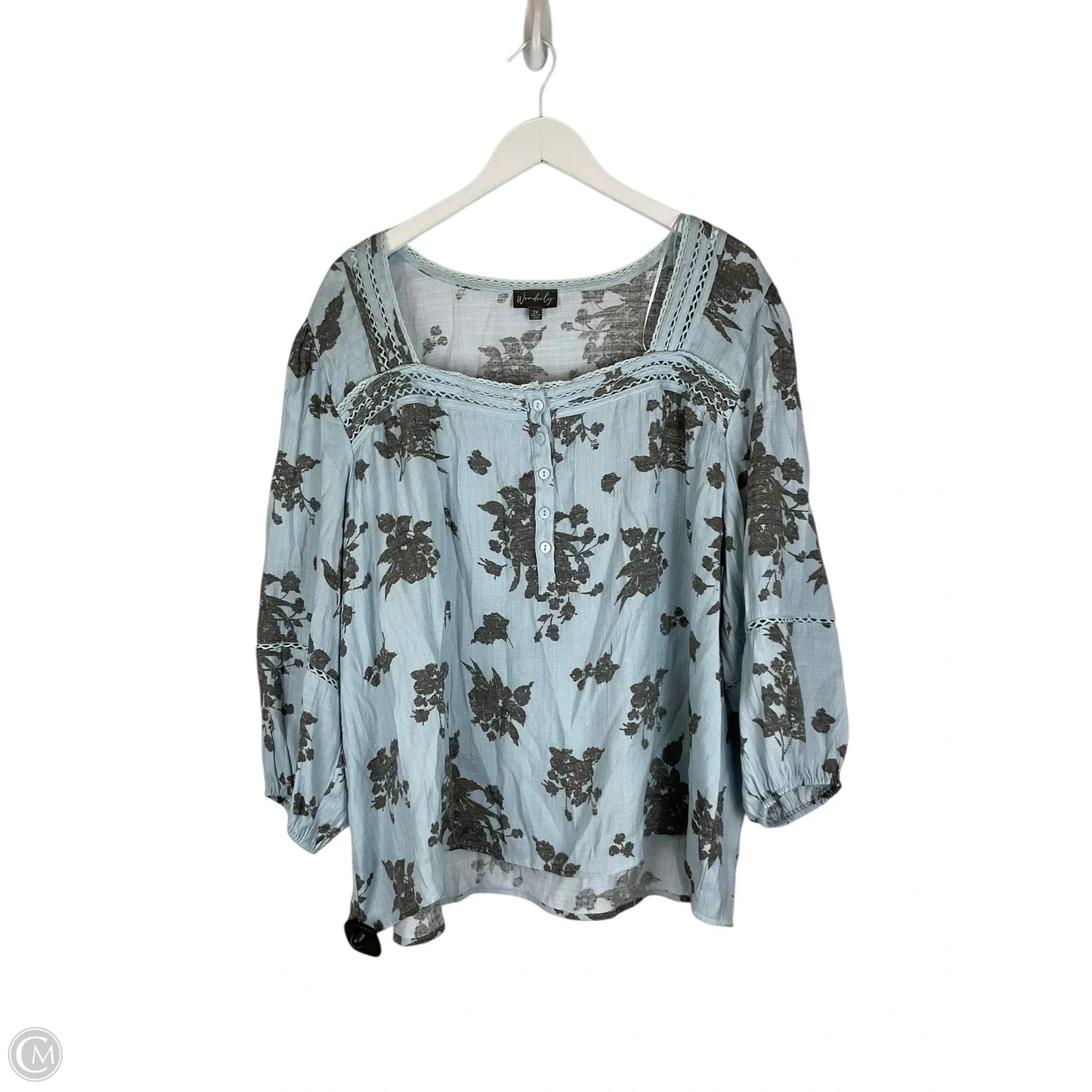 Top Long Sleeve Basic By Wonderly In Blue, Size: 2x