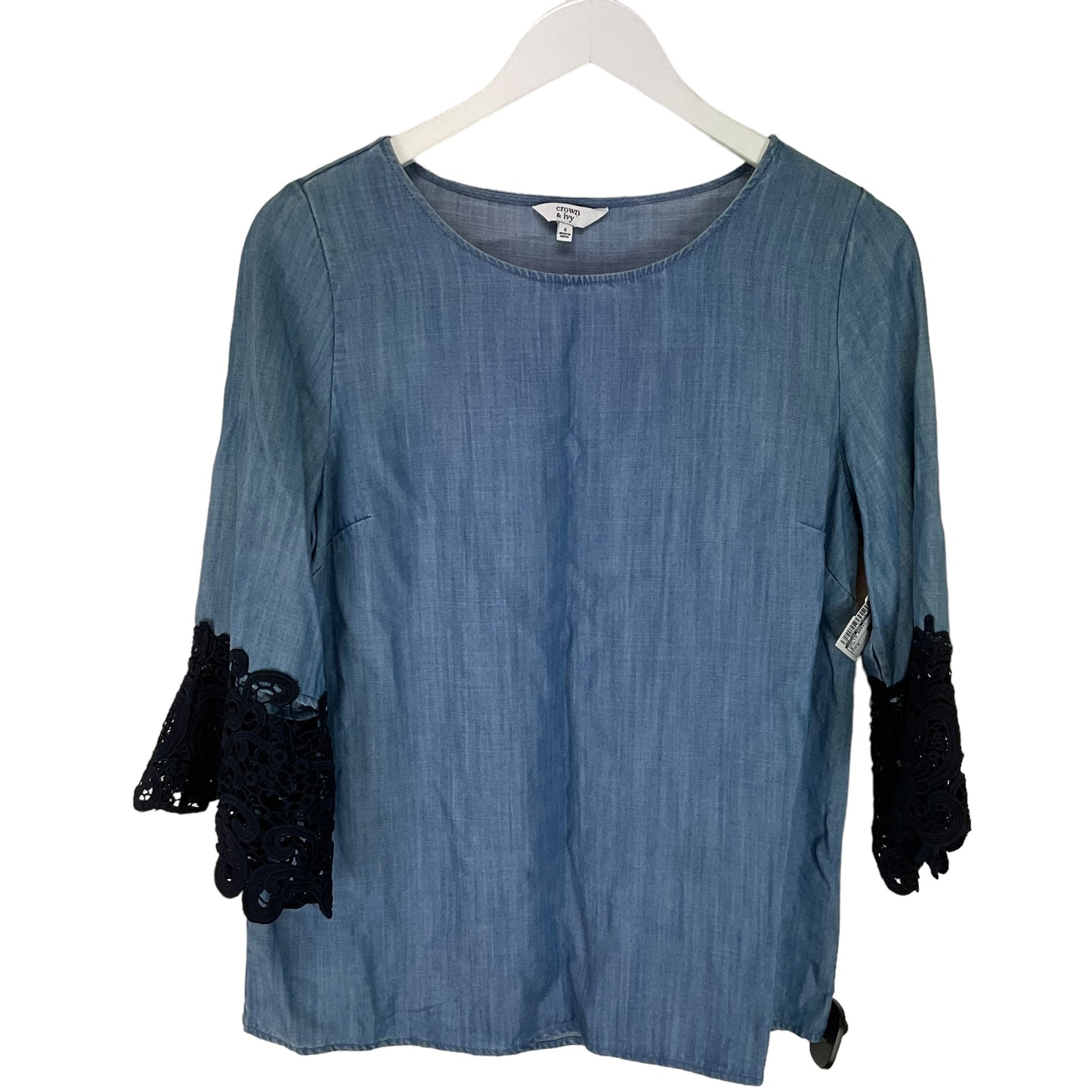 Blue Top Long Sleeve Basic Crown And Ivy, Size S