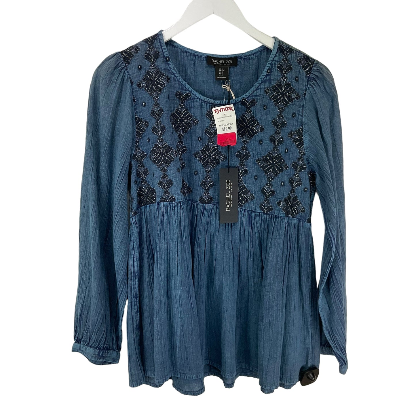 Blue Top Long Sleeve Basic Rachel Zoe, Size S