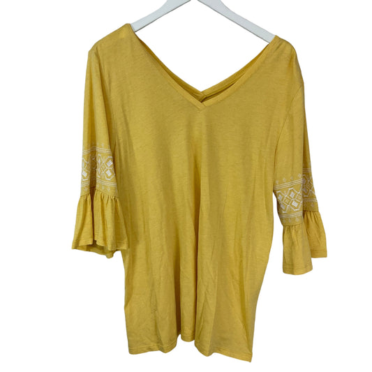 Top Short Sleeve Basic By J. Jill In Yellow, Size: L