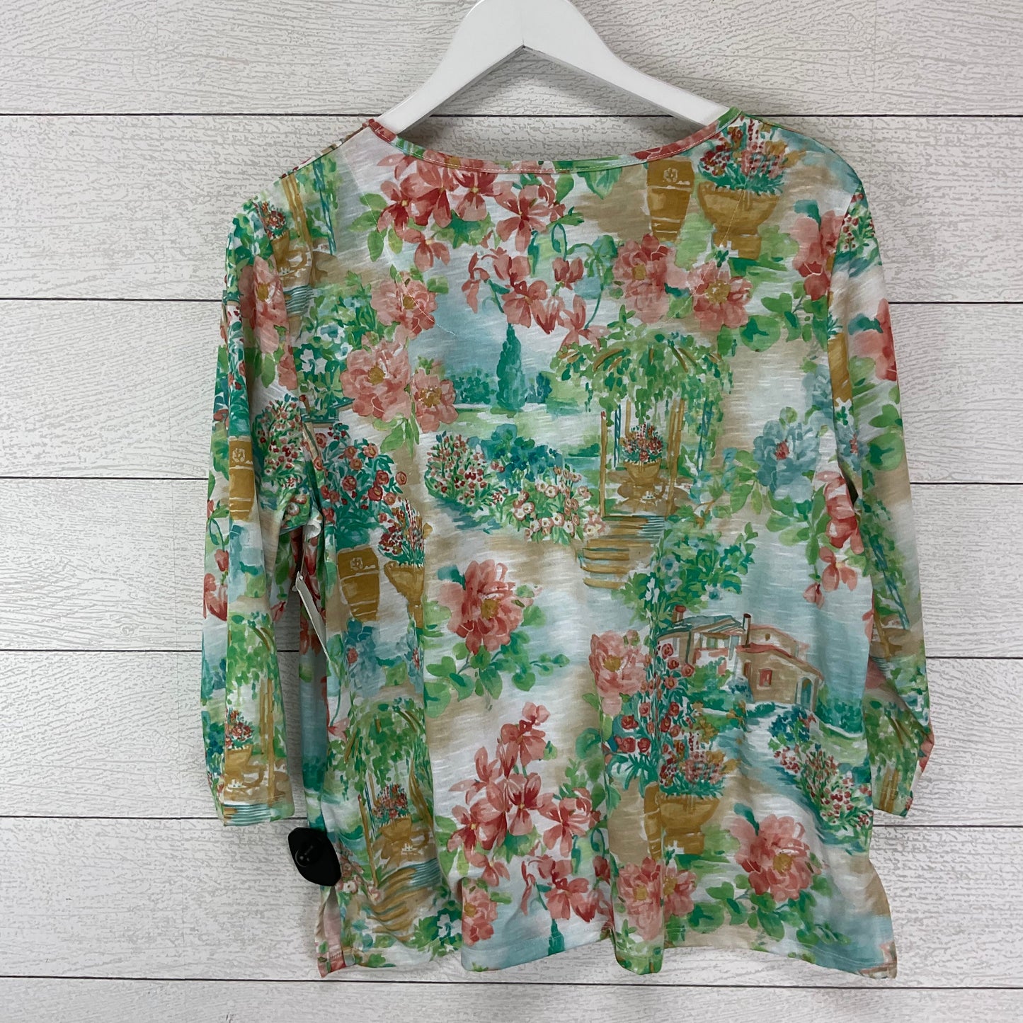 Top 3/4 Sleeve By Alfred Dunner In Tropical Print, Size: L