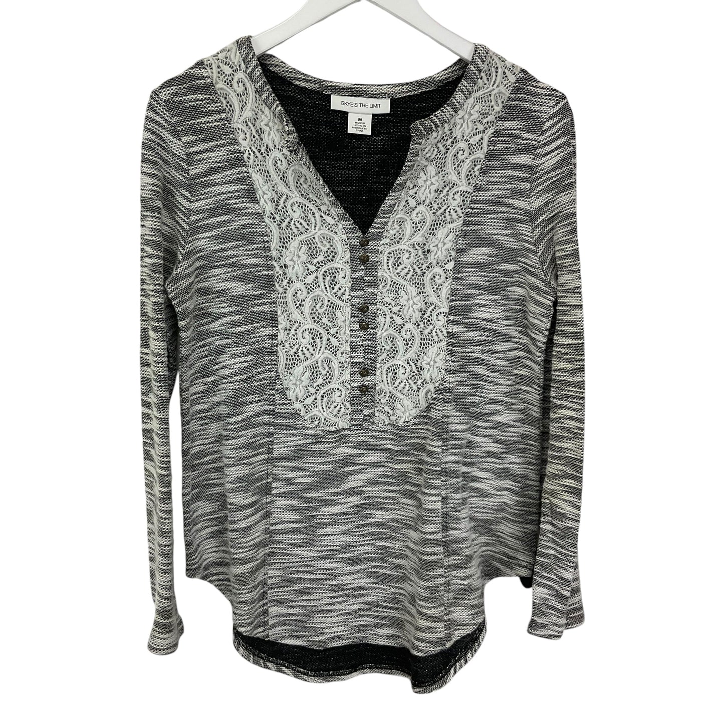 Top Long Sleeve By Skyes The Limit In Grey, Size: M