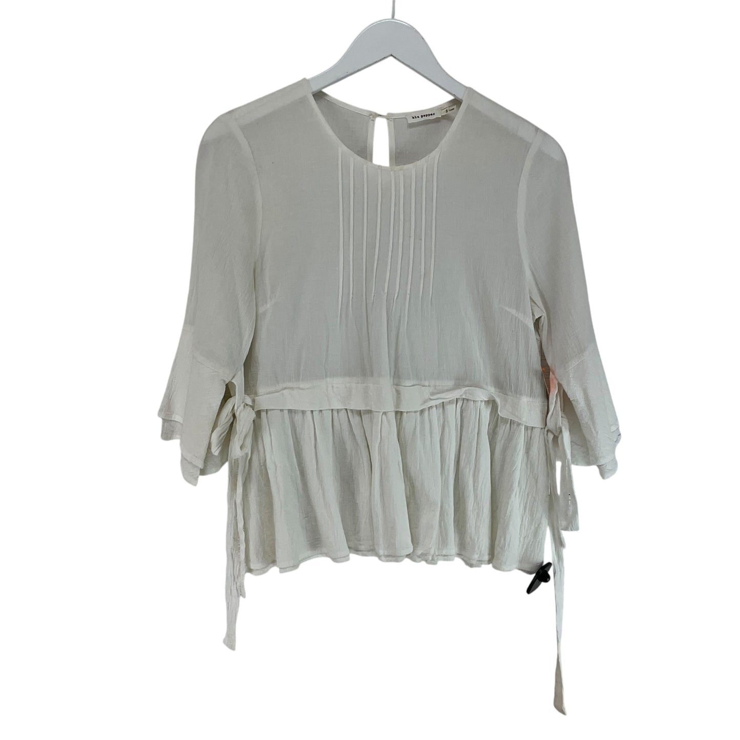 Top 3/4 Sleeve Basic By Blu Pepper In White, Size: S