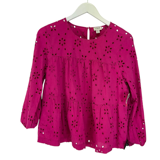 Top Long Sleeve By J Crew In Pink, Size: M